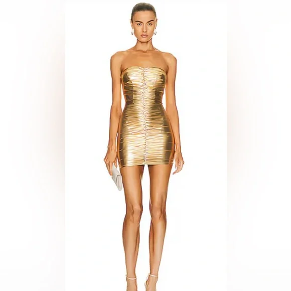 Alex Perry Metallic Gold Strapless Mini Dress - Picture 4 of 7